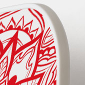 赤スタイリッシュマンダラフラワーボホ名&イニシャル ピックルボールラケット (左詳細)