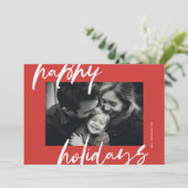 赤スタイリッシュモダンと白のフォトフレームhappy シーズンカード (スタンド正面)