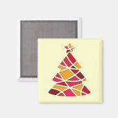 赤スタイリッシュモダンと金ゴールドの木 マグネット (正面/裏面)