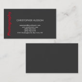 赤スタイリッシュモダン灰色の写真 名刺 (正面/裏面)
