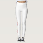 赤スタイリッシュレギンス付き白ストライプ色 レギンス (正面)