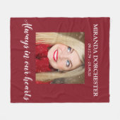 赤スタイリッシュ写真追悼式 フリースブランケット (正面(横))