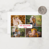 赤スタイリッシュ文字4枚の写真ホリデーコラージュ ノートカード (正面/裏面インサイチュ)