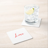 赤スタイリッシュ書白恋結婚の スクエアペーパーコースター (インサイチュ)