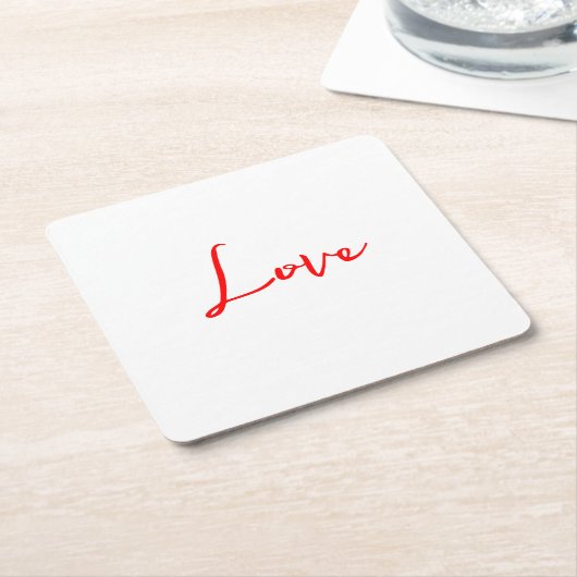 赤スタイリッシュ書白恋結婚の スクエアペーパーコースター (アングル)