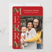 赤スタイリッシュ松メリー植物学クリスマス シーズンカード (正面)