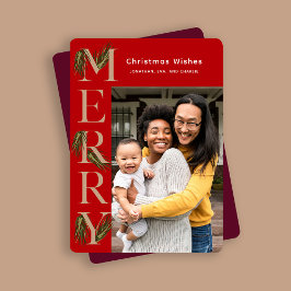 赤スタイリッシュ松メリー植物学クリスマス シーズンカード