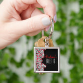 赤スタイリッシュ甘16ゼブラハートデザイン名 キーホルダー (手)