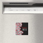 赤スタイリッシュ甘16ゼブラハートデザイン名 マグネット (インサイチュ (食洗機))