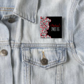 赤スタイリッシュ甘16ゼブラハートデザイン名 缶バッジ (インサイチュ)