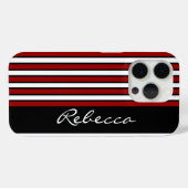 赤スタイリッシュ白と黒ストライプ色 Case-Mate iPhoneケース (裏面 (横))