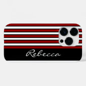 赤スタイリッシュ白と黒ストライプ色 Case-Mate iPhoneケース (裏面 (横))