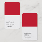 赤スタイリッシュ白のシンプルトレンディー 名刺 (正面/裏面)