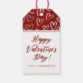 赤スタイリッシュ白ハートハッピーバレンタインデー ギフトタグ (裏面)