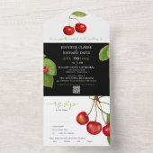赤スタイリッシュ白ブラックさくらんぼフルーツQR結婚ズ オールインワン招待状 (内側)
