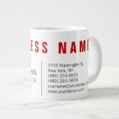 赤スタイリッシュ白ミニマモダンリストユニーク ジャンボコーヒーマグカップ (正面右)