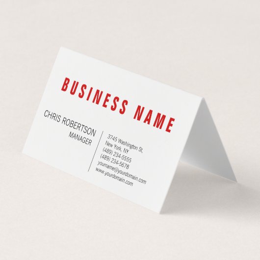 赤スタイリッシュ白ミニマモダンリストユニーク 名刺 (正面)