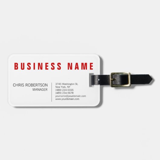 赤スタイリッシュ白ミニマモダンリスト ラゲッジタグ (正面横)