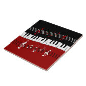 赤スタイリッシュ白黒ピアノの鍵とノート タイル (側面)