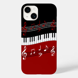 赤スタイリッシュ白黒ピアノの鍵とノート Case-Mate iPhone 14ケース