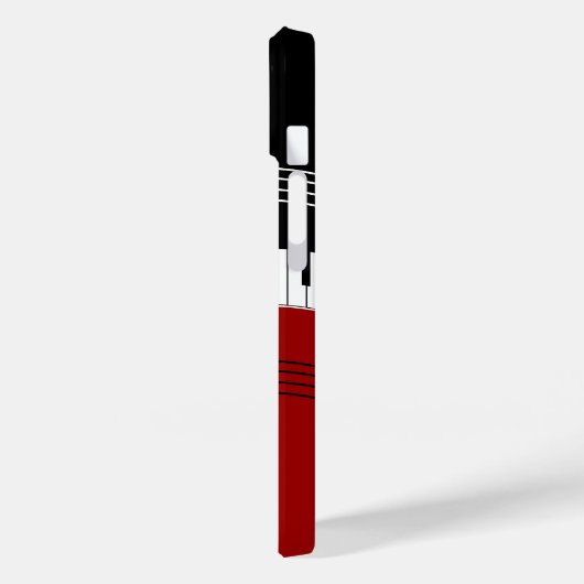 赤スタイリッシュ白黒ピアノの鍵とノート Case-Mate iPhoneケース (裏面 / 左)