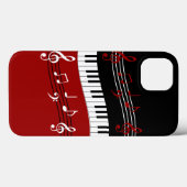 赤スタイリッシュ白黒ピアノの鍵とノート Case-Mate iPhoneケース (裏面 (横))