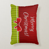 赤スタイリッシュ緑のストライプデザイン アクセントクッション (正面(垂直))