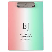 赤スタイリッシュ緑白勾配イニシャルモノグラム クリップボード (正面)