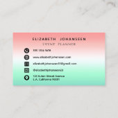 赤スタイリッシュ緑白勾配イニシャルモノグラム 名刺 (裏面)