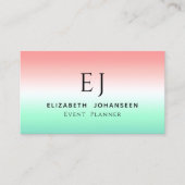 赤スタイリッシュ緑白勾配イニシャルモノグラム 名刺 (正面)