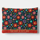 赤スタイリッシュ花柄カスタム化粧料バッグ アクセサリーポーチ (正面)