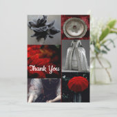 赤スタイリッシュ銀黒コラージュサンキューカード サンキューカード (スタンド正面)