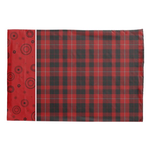 赤スタイリッシュ黒タータンチェック格子枕ケース 枕カバー (裏面)