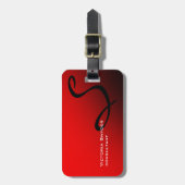 赤スタイリッシュ黒モノグラムプロフェッショナル ラゲッジタグ (正面縦)