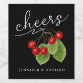 赤スタイリッシュ黒応援さくらんぼスモダンクリプト ワインラベル (シングルラベル)