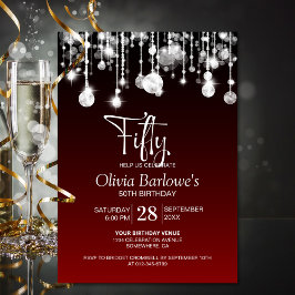 赤スタイリッシュ50歳の誕生日パーティー 招待状