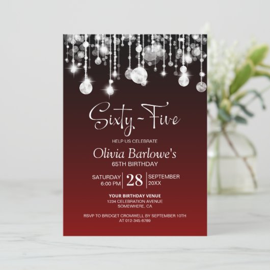 赤スタイリッシュ65歳の誕生日パーティー 招待状 (スタンド正面)