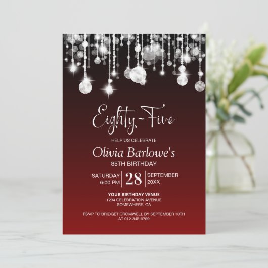 赤スタイリッシュ85歳の誕生日パーティー 招待状 (スタンド正面)