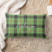 赤スタイリッシュ&グリーンブライトホリデーカラープレイド ランバークッション (ブランケット)