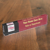 赤スタイリッシュ、金ゴールド、黒とロゴ/写真 デスクネームプレート (側面)