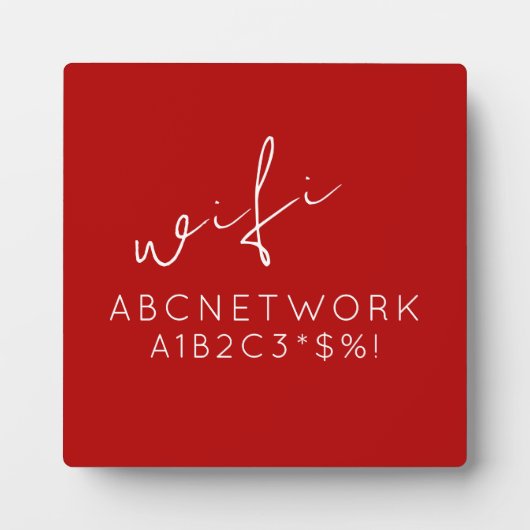 赤スタイリッシュWiFiパスワード記号プラーク フォトプラーク (正面)