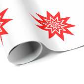 赤スターバストオンホワイトラッピング紙 ラッピングペーパー (ロールコーナー)