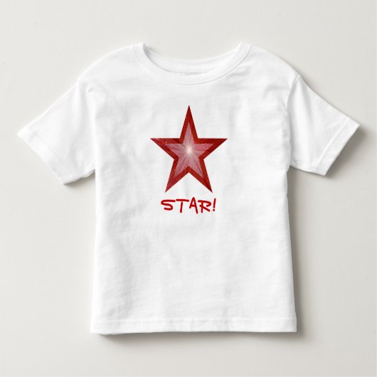 赤スターTシャツ(白)「スター!」 トドラーTシャツ (正面)