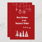 赤スチミニマルカンジナビアのホリデーカード (正面/裏面)