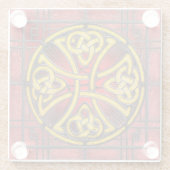 赤ステンドグラスケルト結び目模様 ガラスコースター (裏面)