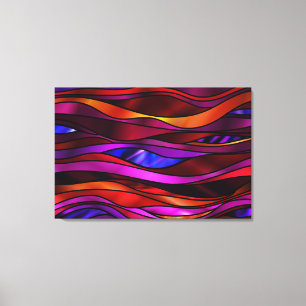 赤ステンドグラス抽象芸術 キャンバスプリント