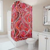 赤ステンドグラス抽象芸術 シャワーカーテン (インサイチュ)