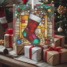 赤ストッキングフェイクステンドグラス