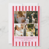 赤ストライプがキュートなマルチフォト フラット ホリデー カード (裏面)