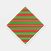 赤ストライプと緑の休日 スタンダードランチョンナプキン (角)